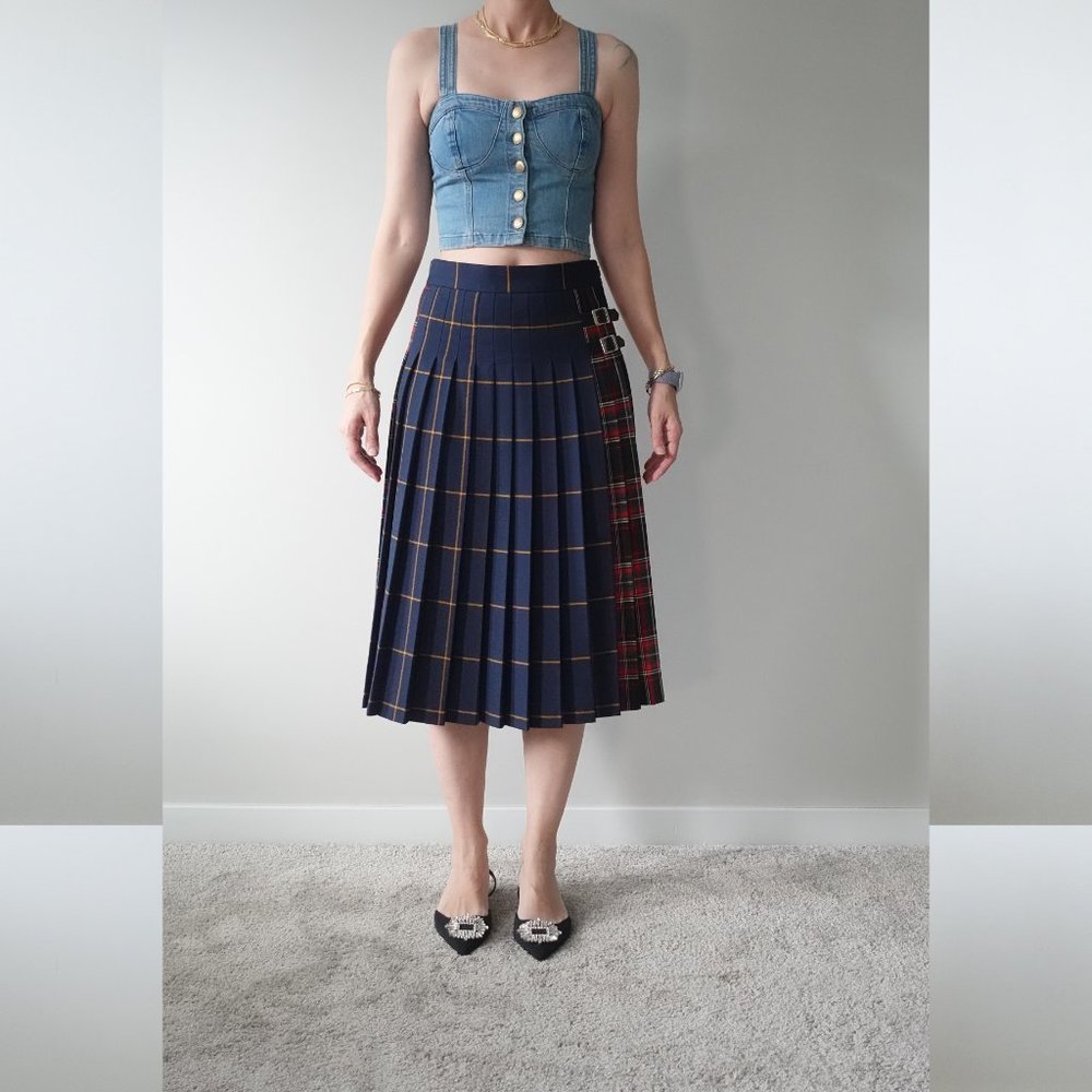 Moto Cross Back Strap Button Up Denim Crop Top Size 6 / 38 / M - Picture 3 of 5